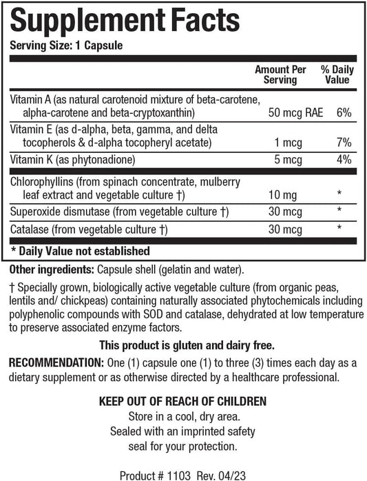 Biotics Research Chlorocaps Chlorophyllins, Vitamins, Sod & Catalase, Good Source Of Magnesium 90 Caps