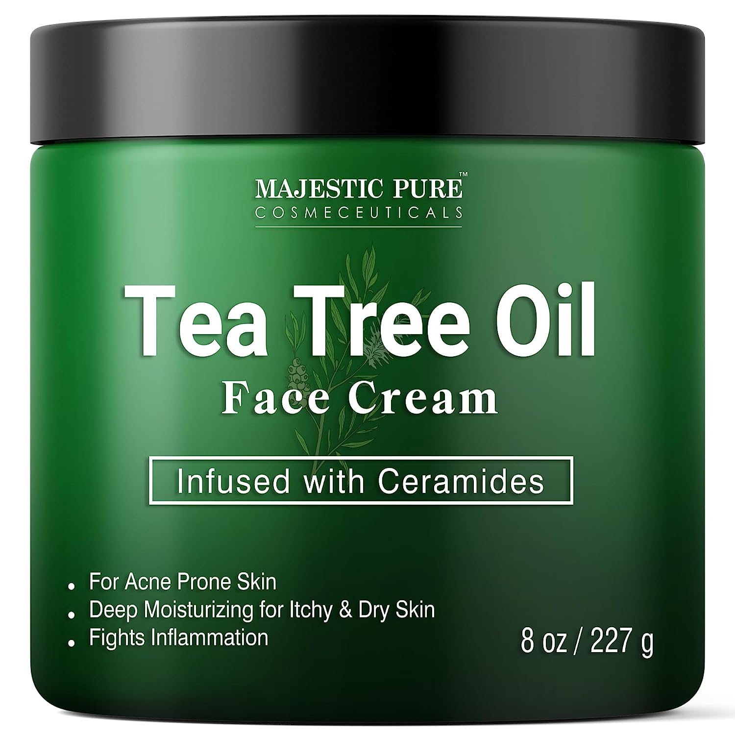 MAJESTIC PURE Tea Tree Oil Face Cream | Cream for Dry & Itchy Skin, Acne, Scar, Day & Night Moisturizer Face Cream for Women & Men | 8 Oz