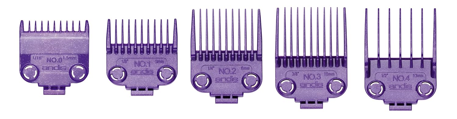 Andis 01410 Professional Master Clipper Guards - Dual Magnet Comb Set – Small, fits for MBA, MC-2, ML, PM- & PM-4, Waterproof – Purple, Set of 5 : Beauty & Personal Care