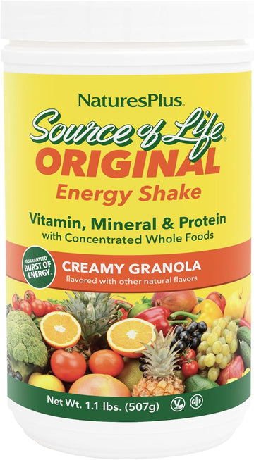Natures Plus Source Of Life Energy Shake, Creamy Granola - 1.1 Lbs, Pack Of 2 - Provides 13G Complete Protein, Vitamins & Minerals - Non-Gmo, Gluten Free, Vegetarian - 26 Total Servings