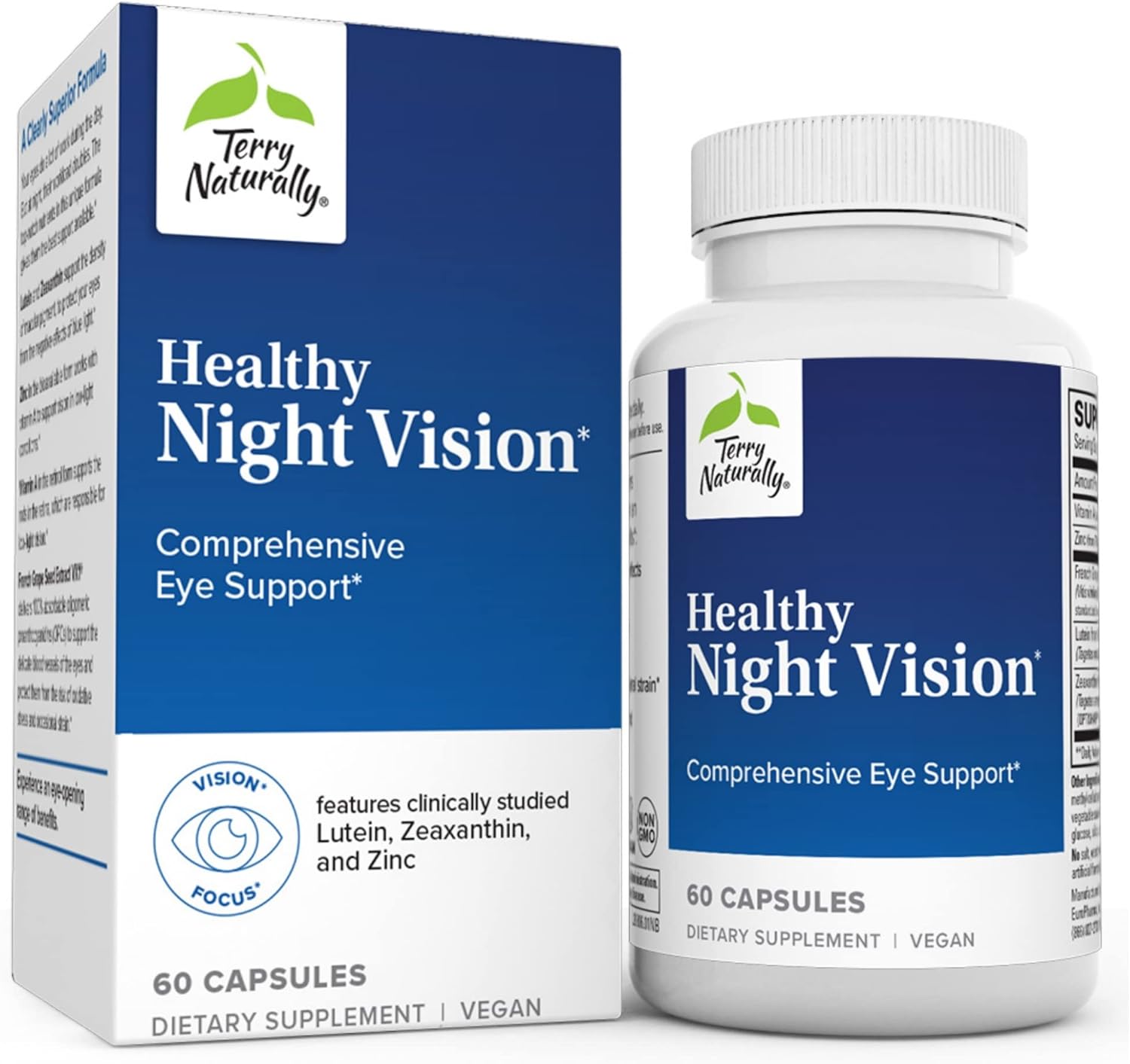 Terry Naturally Healthy Night Vision - 60 Capsules - Comprehensive Eye Support - With Lutein, Zeaxanthin & Zinc - Vegan, Non-Gmo - 60 Servings