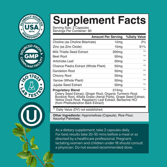 Liver Cleanse Detox & Repair 120 Capsules - Herbal Liver Support Milk Thistle Supplement - Silymarin Milk Thistle Supplements With Dandelion Root, Choline, Beetroot & Artichoke Extract