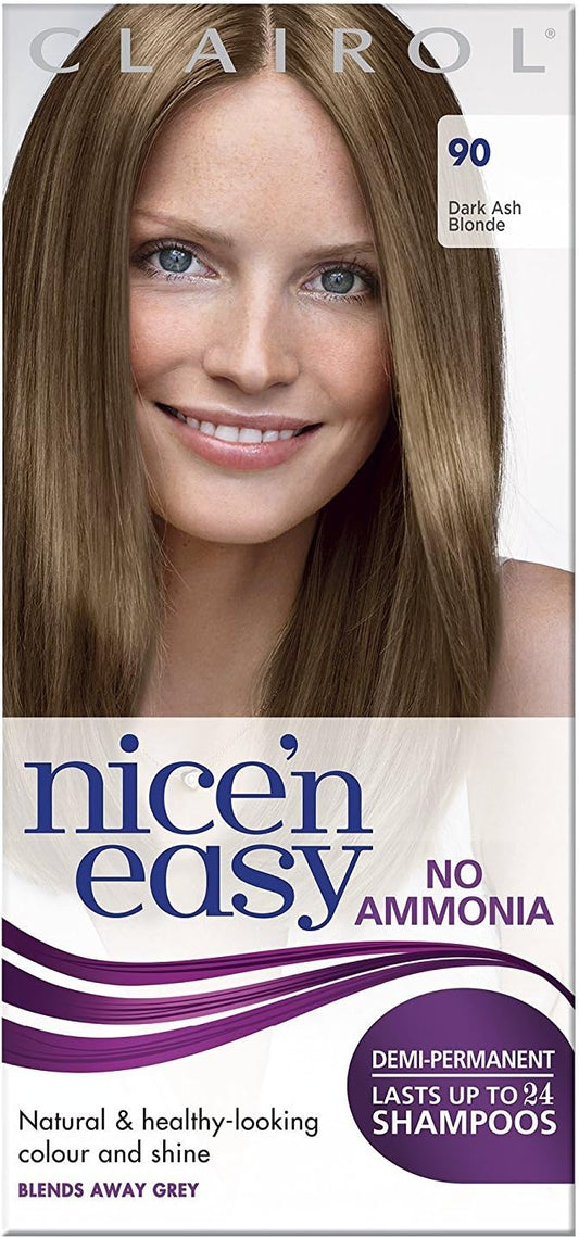 Clairol Nice'N Easy No Ammonia Hair Dye, 90 Dark Ash Blonde