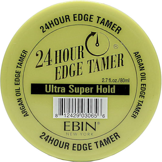Ebin New York 24 Hour Edge Tamer, Ultra Super Hold, 2.7Oz - No Flaking, No White Residue, Shine And Smooth Texture With Argan Oil And Castor Oil