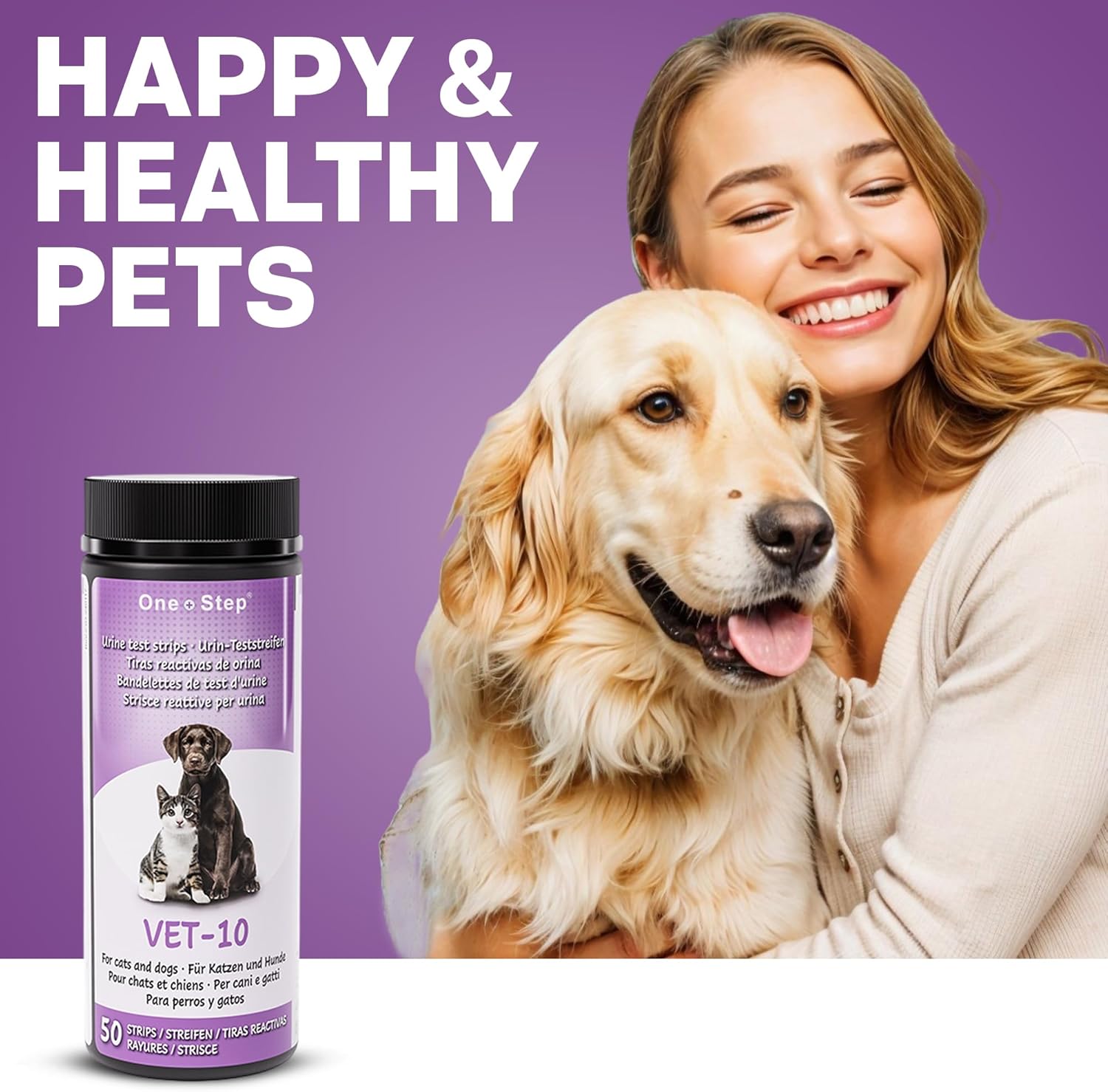 One Step Pet Urine Testing Strips, 50 x Urinalysis Parameter Tests for Dogs, Cats, Vets, Accurate Testing for Veterinarians, Detects UTI, Diabetes, Bladder, Kidney, Liver, SG, pH, Glucose : Amazon.co.uk: Pet Supplies