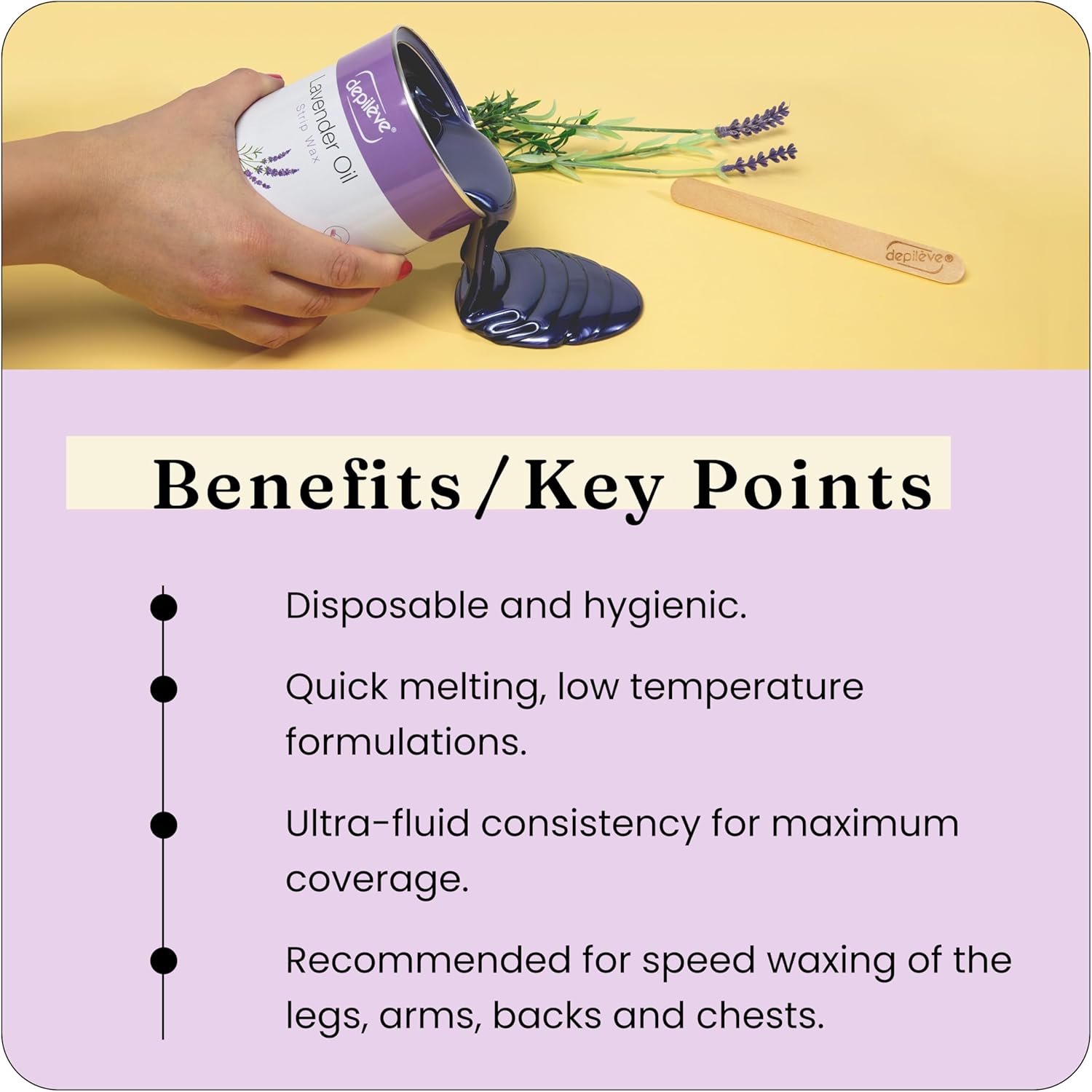 Depileve Strip Wax For Hair Removal - Lavender Rosin Wax For Sensitive Skin - Full-Body - Ideal For Delicate Areas - Moisturizing Strip - For Salon And At-Home Use - 14 Oz : Hair Waxing Kits : Beauty & Personal Care