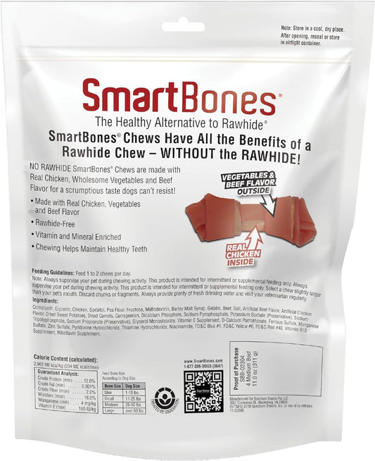 Smartbones Medium Chews With Real Beef 4 Count, Rawhide-Free Chews For Dogs