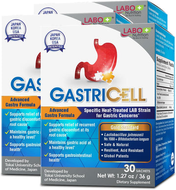 Labo Nutrition Gastricell - Acid Reflux, Heartburn, Recurring Gastric Discomfort, Natural Defence Against Gastric Distress 30 Sachets