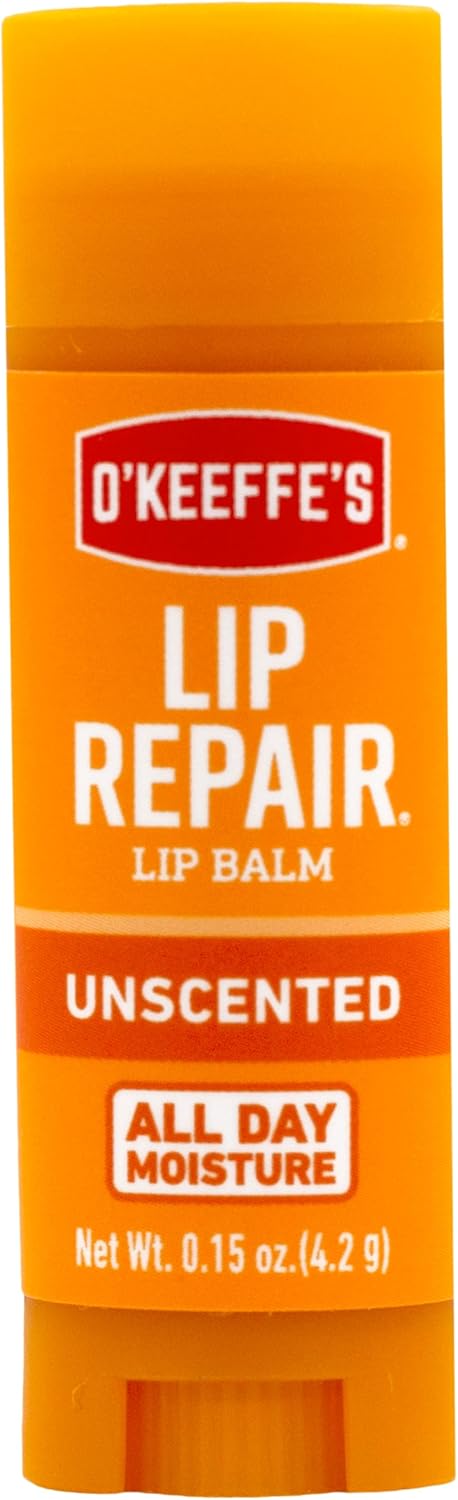 O'Keeffe's Unscented Lip Repair Lip Balm for Dry, Cracked Lips, Stick, (Pack of 6)