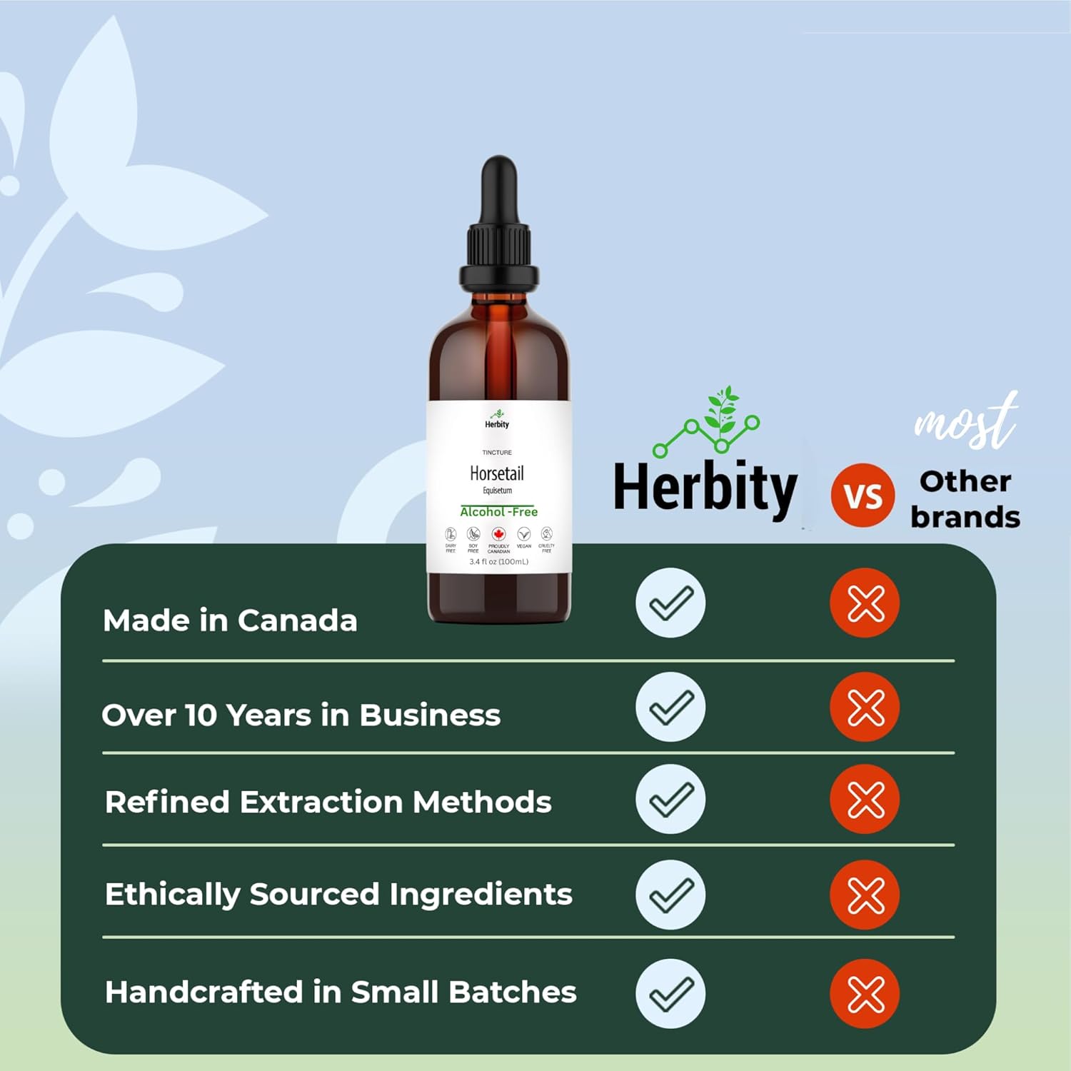 Herbity Horsetail Tincture – Alcohol-Free Herbal Extract For Hair, Skin, Nails & Bone Support – Vegan, Sugar-Free, Glycerin-Based Supplement – 3.4 Fl Oz (100 Ml) : Health & Household