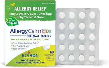 Boiron Allergycalm Kids Tablets For Relief From Allergy And Hay Fever Symptoms Of Sneezing, Runny Nose, And Itchy Eyes Or Throat - 60 Count