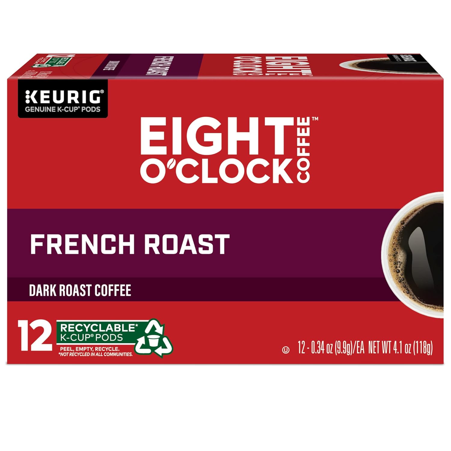 Eight O'Clock Coffee French Roast, Single-Serve Coffee K-Cup Pods, Dark Roast, 72 Count