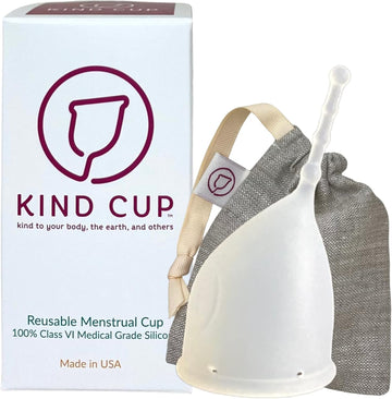 Kind Cup | Menstrual Cups | Period Cup | Easy to use | Comfortable | Soft | Long Stem | Curved | Ergonomic | High Cervix | Low Cervix | Eco Friendly Products | for Beginners | USA (Small) (Clear)