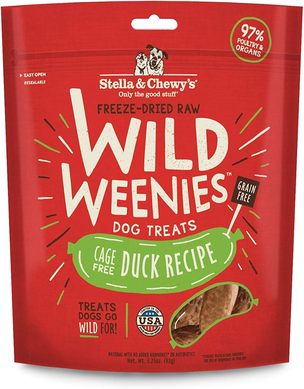 Stella & Chewy'S Freeze-Dried Raw Wild Weenies Dog Treats – All-Natural, Protein Rich, Grain Free Dog & Puppy Treat – Great For Training & Rewarding – Cage-Free Duck Recipe – 3.25 Oz Bag