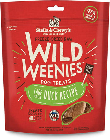 Stella & Chewy'S Freeze-Dried Raw Wild Weenies Dog Treats – All-Natural, Protein Rich, Grain Free Dog & Puppy Treat – Great For Training & Rewarding – Cage-Free Duck Recipe – 3.25 Oz Bag