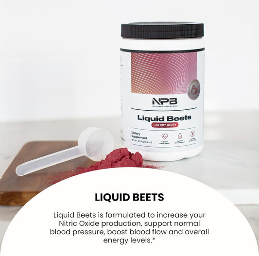 Nature'S Pure Blend - Liquid Beets (Organic Beet Root Powder 8,000 Mg), Support Blood Pressure, Blood Circulation, Heart Health - Energy - Nitric Oxide Supplement - Cherry Berry Flavor (30 Servings)