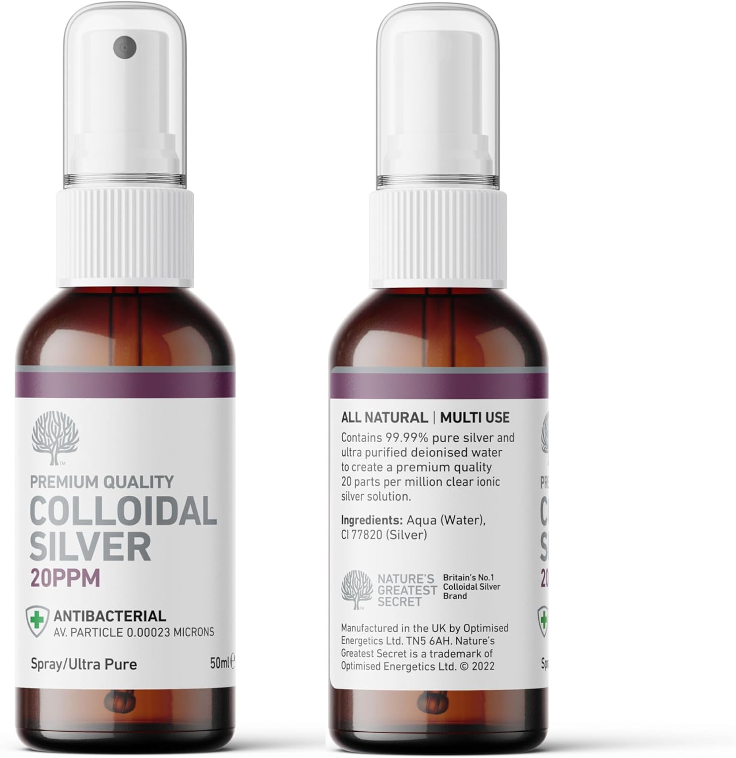 Nature's Greatest Secret Premium Quality Antibacterial 20ppm Colloidal Silver Spray 50ml : Amazon.co.uk: Health & Personal Care