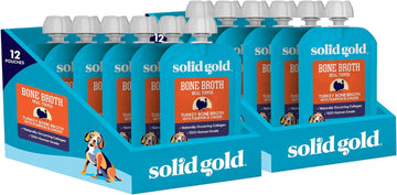 Solid Gold Turkey Bone Broth For Dogs - Grain Free Dog Food Topper Rich In Collagen And Superfoods - Nutrient Dense Dog Gravy Topper For Dry Food - Promotes Gut Health And Hydration - 12 Pack
