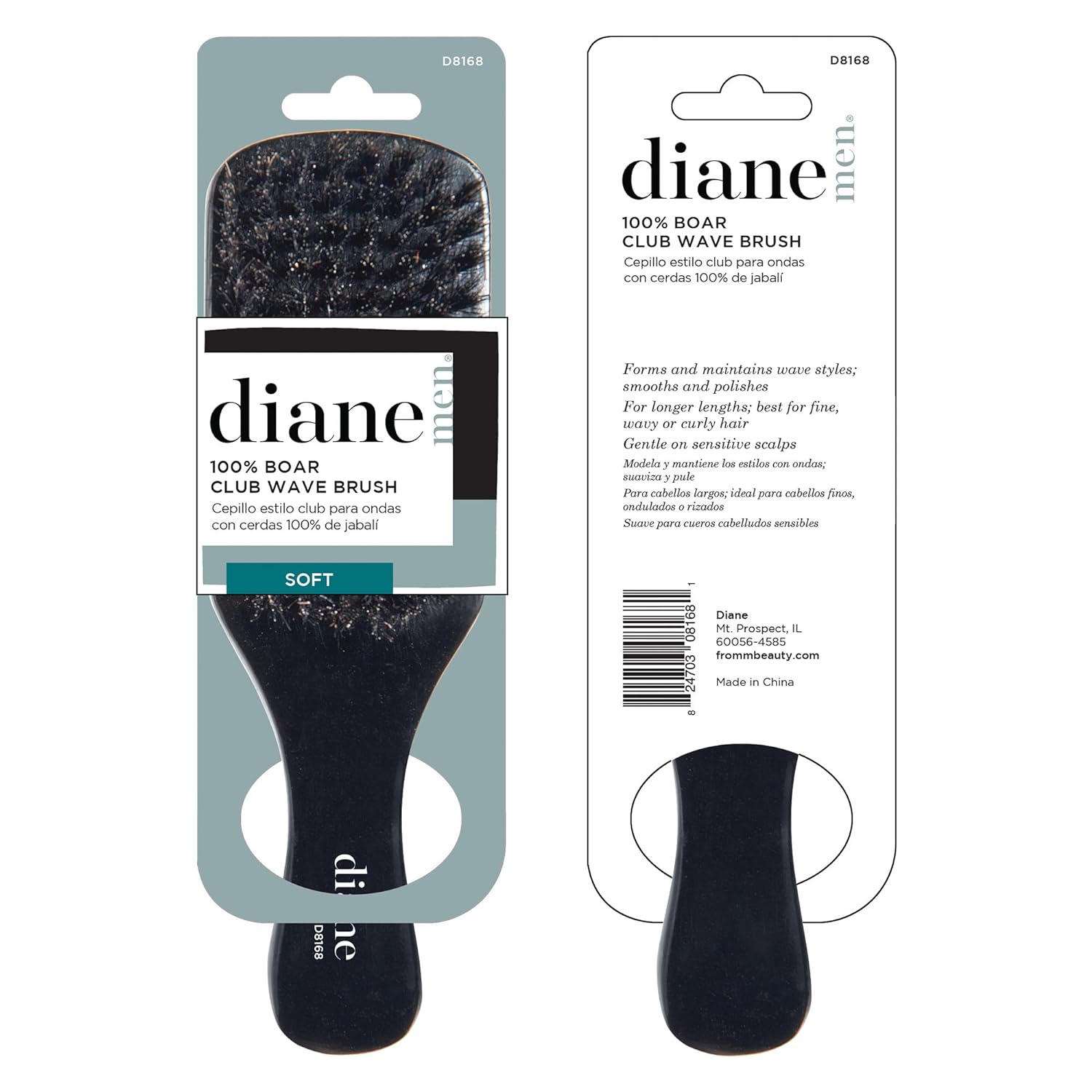 Diane 100% Boar Bristle Club Wave Brush for Men and Women – Soft Bristles for Fine to Medium Hair – Use for Detangling, Smoothing, Wave Styles, Soft on Scalp, Restore Shine and Texture : Hair Brushes : Beauty & Personal Care