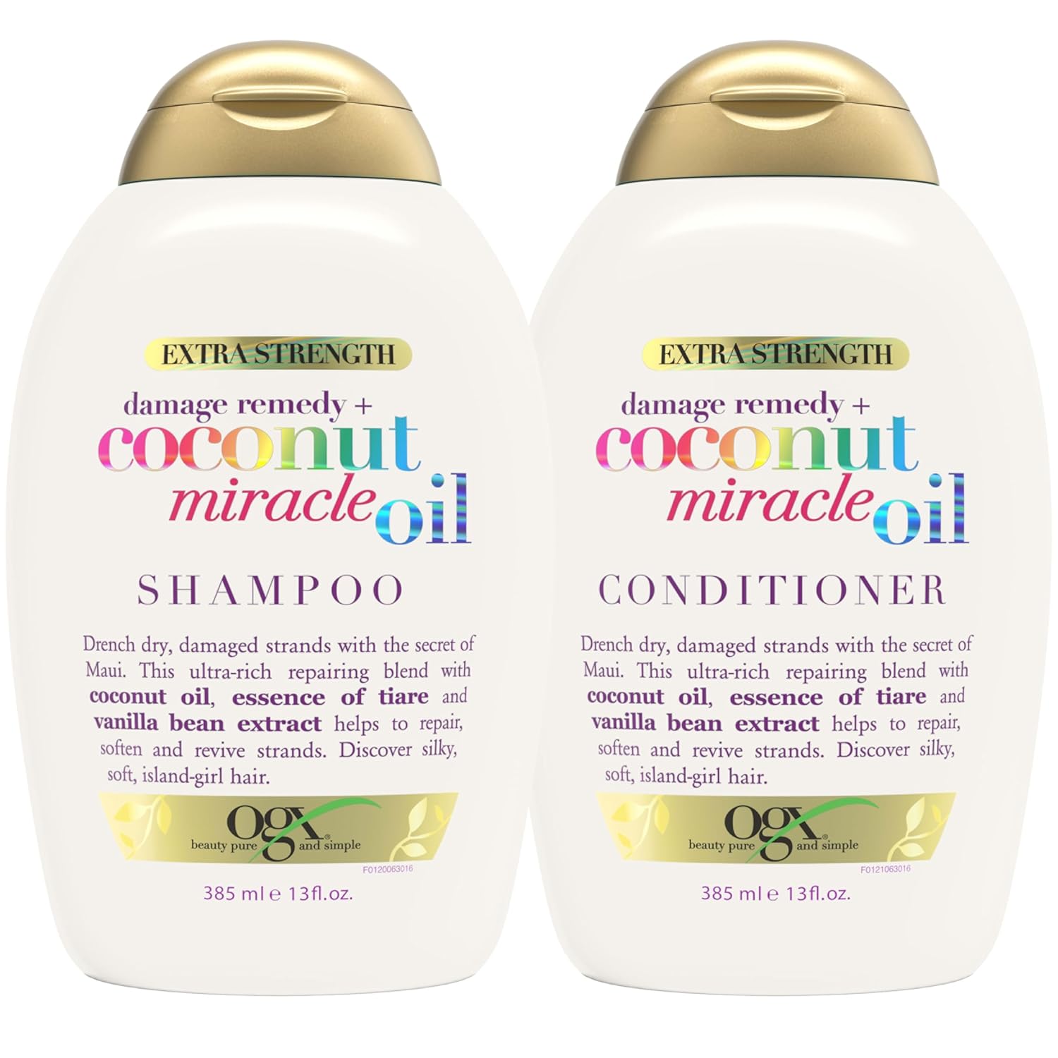 Ogx Extra Strength Damage Remedy + Coconut Miracle Oil Shampoo & Conditioner Set, 13 Fl. Oz. (Pack Of 2)