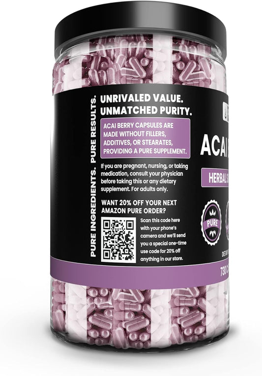 Pure Original Ingredients Acai Berry (730 Capsules) No Magnesium Or Rice Fillers, Always Pure, Lab Verified