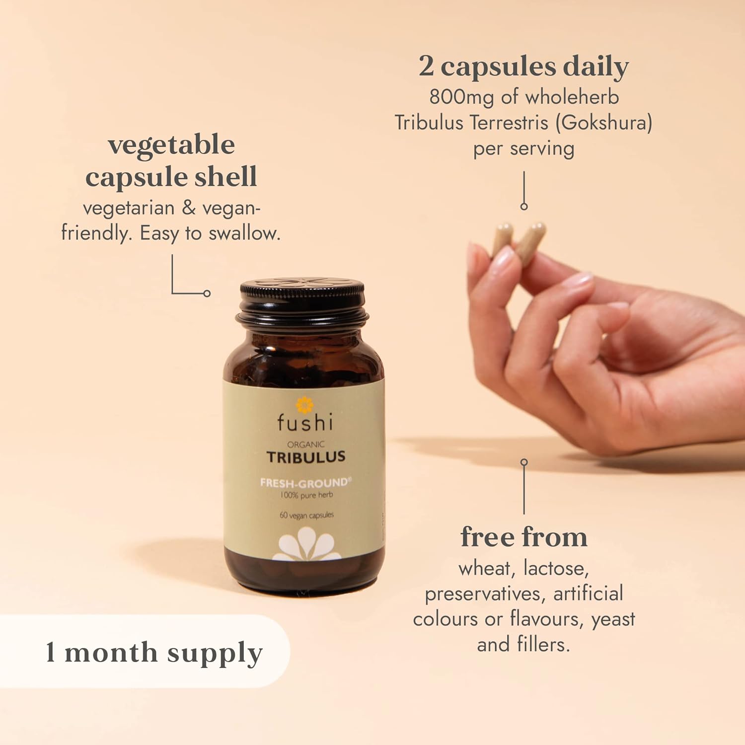 Fushi Organic Tribulus Terrestris (Gokshura), 60 Caps | Fresh-Ground Whole Food | Ayurvedic herb for Male Health & Sports Performance | Ethical & Vegan | Manufactured in the UK : Amazon.co.uk: Health & Personal Care