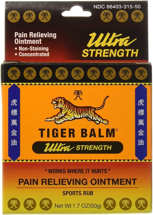 Tiger Balm Pain Relieving Ointment, Sports Ultra, 50G – Professional Size – Sports Rub Ultra Strength – Knee Inflammation Relief – Relief For Hand Arthritis – Tiger Balm Ultra – 3 Pack