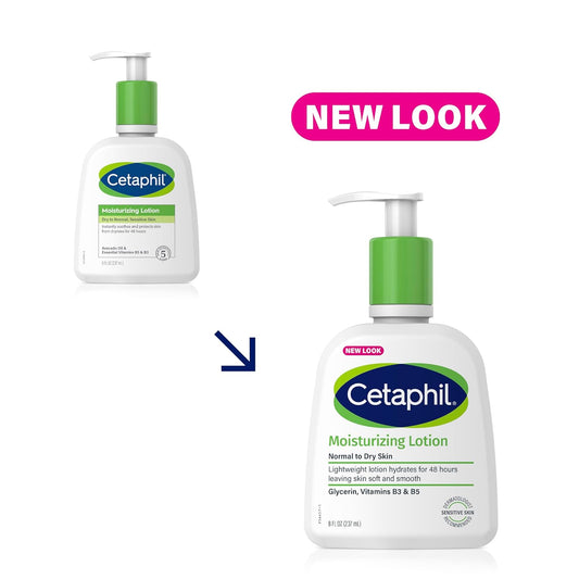 Cetaphil Body Moisturizer, Hydrating Moisturizing Lotion For All Skin Types, Suitable For Sensitive Skin, New 8 Oz Pack Of 3, Fragrance Free, Hypoallergenic, Non-Comedogenic