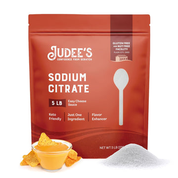 Judee’s Sodium Citrate 5 lb - 100% Non-GMO, Keto-Friendly - Gluten-Free and Nut-Free - Food Grade - Great for Molecular Gastronomy Cooking - Emulsifier for Cheese Sauce - Serves as Preservative