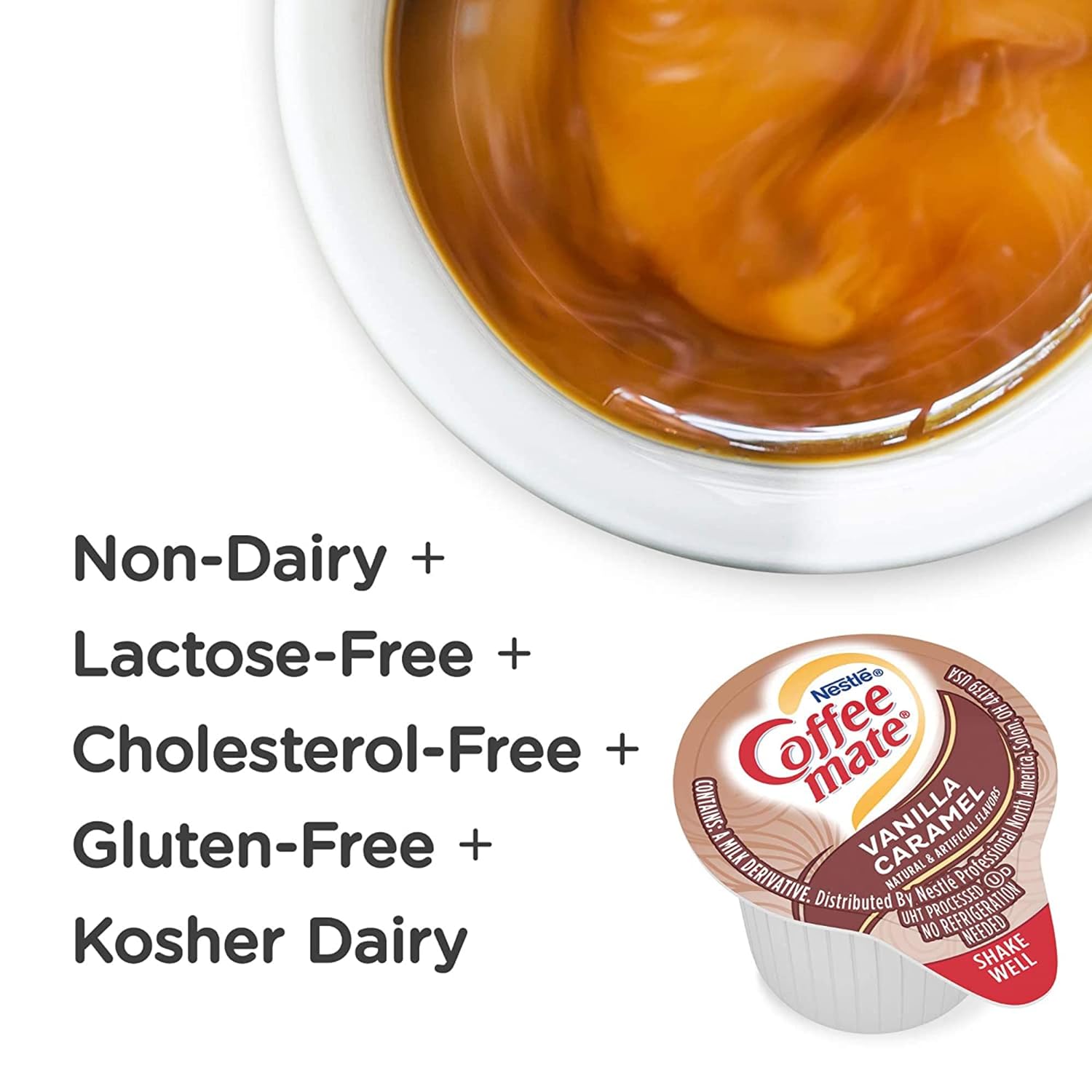 Nestle Coffee mate Liquid Coffee Creamer Singles, Vanilla Caramel, 50 Ct Box with By The Cup Coffee Scoop : Grocery & Gourmet Food