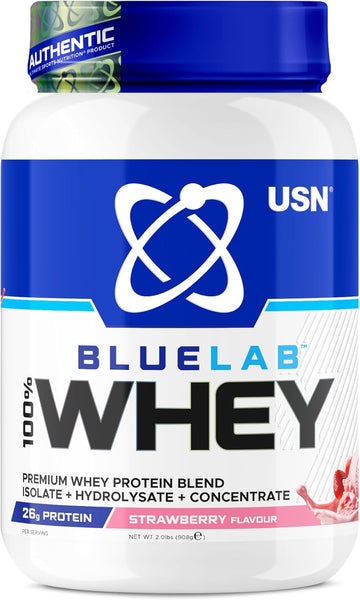 Usn Blue Lab Whey Protein Powder, Cookies & Cream Flavour - 908G (28 Servings), Premium Whey Isolate Protein Dietary Supplement, Post Workout Lean Muscle Growth Bcaa Amino Acids Powder