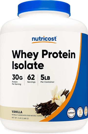 Nutricost Isolate Whey Protein Powder, Vanilla, 5 Pounds