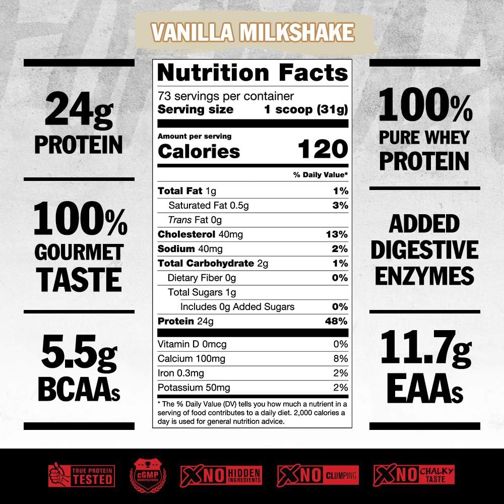 Mutant Pro - Triple Whey Protein Powder Supplement - Time-Released For Enhanced Amino Acid Absorption - Decadent Gourmet Flavors (Vanilla Milkshake, 5 Lbs) : Health & Household