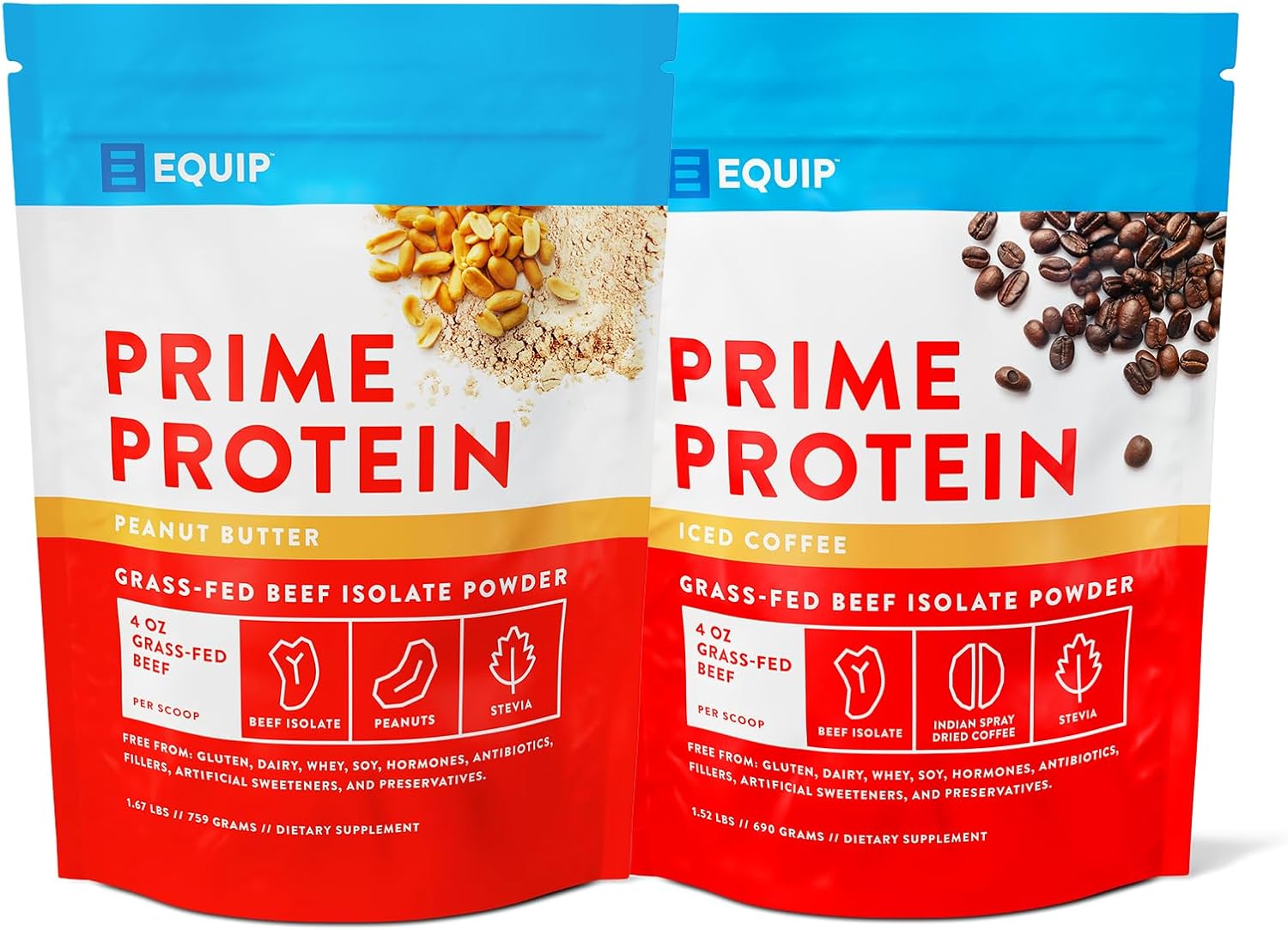 Equip Foods Prime Protein Powder Peanut Butter & Prime Protein Powder Iced Coffee