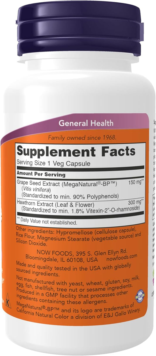 NOW Supplements, Blood Pressure Health with MegaNatural?-BP?, Cardiovascular Support*, 90 Veg Capsules