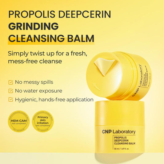 Cnp Propolis Deepcerin Cleansing Balm - Soft Grinding Makeup Remover Balm, Buttery & Milky Texture, For Dry & Sensitive Skin, Korean Skincare