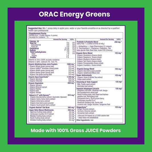 Orac Energy Greens 15 Srv Trial Size New