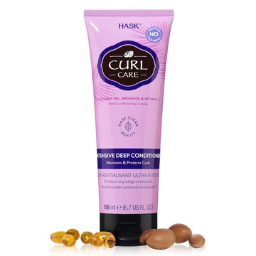 Hask Curl Care Intensive Deep Conditioner Treatments For Curly Hair- Vegan Formula, Cruelty Free, Color Safe, Gluten-Free, Sulfate-Free, Paraben-Free