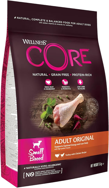 Wellness CORE Small Breed Adult Original, Dry Dog Food for Small Breed, Grain Free Dog Food for Small Dogs, High Meat Content, Turkey & Chicken, 5 kg?10811