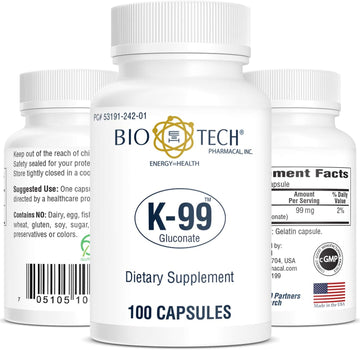 Bio-Tech Pharmacal Potassium Dietary Supplement (K-99 Gluconate, 100 C