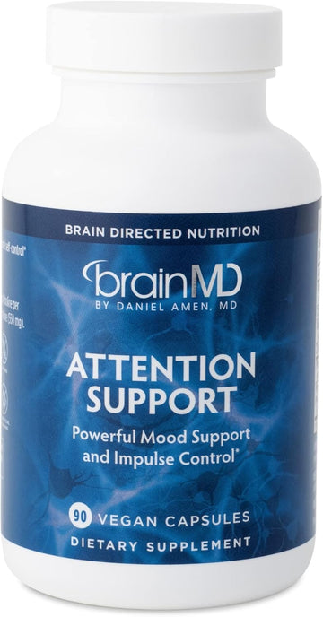 Brainmd Dr Amen Attention Support - 90 Capsules - Promotes Mental Focus & Impulse Control - Gluten Free - 30 Servings