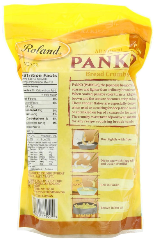 Roland Foods Bread Crumbs, Plain Panko, 7 Ounce (Pack of 6)