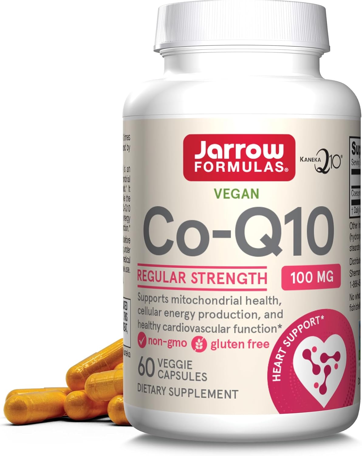 Jarrow Formulas Co-Q10, 100 Mg, Antioxidant Support For Mitochondrial Health, Cellular Energy Production And Healthy Cardiovascular Function, 60 Veggie Capsules, 60 Day Supply
