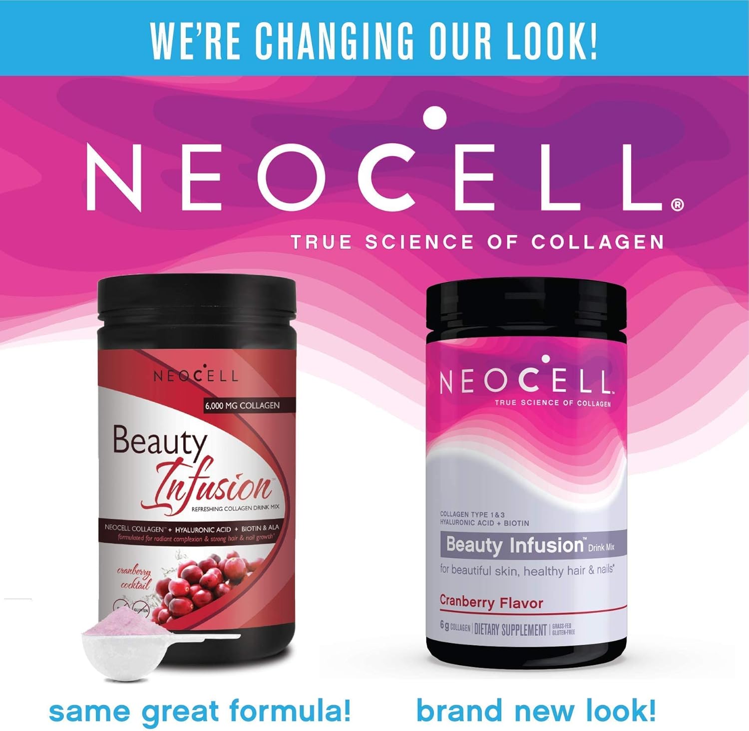 Neocell Beauty Infusion Refreshing Collagen Drink Mix Supplement, Cranberry Cocktail,11.6