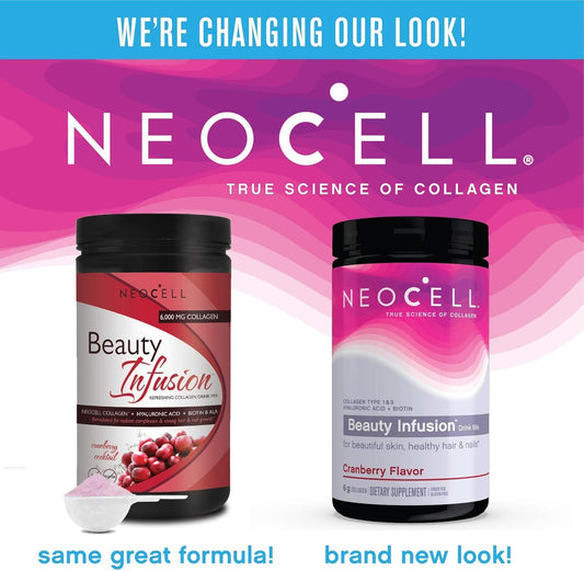 Neocell Beauty Infusion Refreshing Collagen Drink Mix Supplement, Cranberry Cocktail,11.6