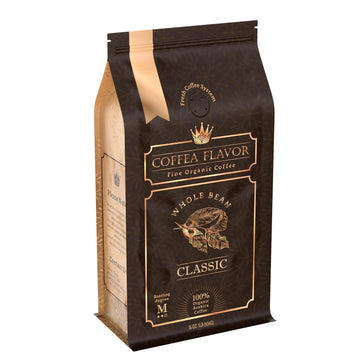 Classic Whole Bean Coffee - Organic Medium Roast - 100% Arabica Beans With Smooth Finish - Freshly Roasted 16 Oz Bag By Coffea Flavor