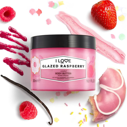 I Love Signature Glazed Raspberry Scented Body Butter, Packed With Shea Butter & Coconut Oil To Regenerate & Nourish The Skin, Vegan-Friendly - 300Ml
