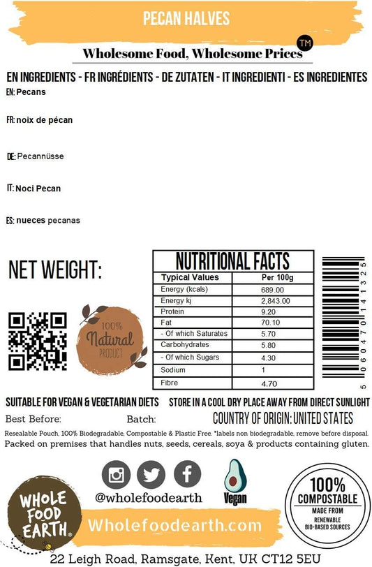 Wholefood Earth - Pecan Halves, 2 Kg