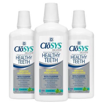 Closys Healthy Teeth Anti-Cavity Oral Rinse Mouthwash With Fluoride, Non-Burning, Non-Irritating – 32 Fl Oz (Triple Pack)