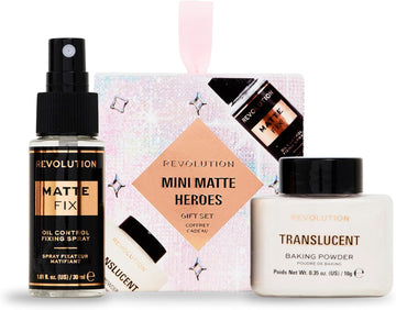 Revolution Beauty Mini Matte Heroes Makeup Gift Set, Mini Kit Of Matte Fixing Spray & Translucent Baking Powder, Vegan & Cruelty-Free